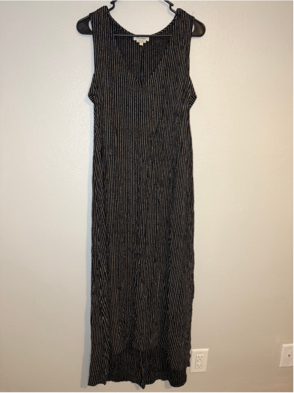 Flynn Skye Black Stripe Sleeveless Rayon Maxi Dress S